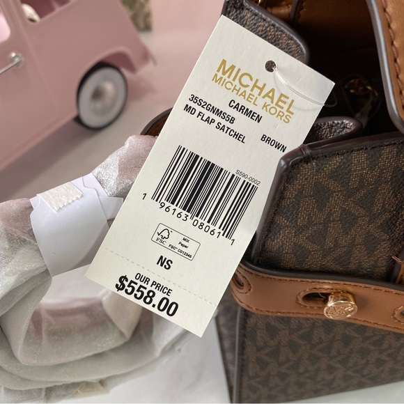 Final Sale!!! 👜 MICHAEL KORS 🌺 Carmen Medium Faux Leather Belted Satchel - Picture 12 of 15